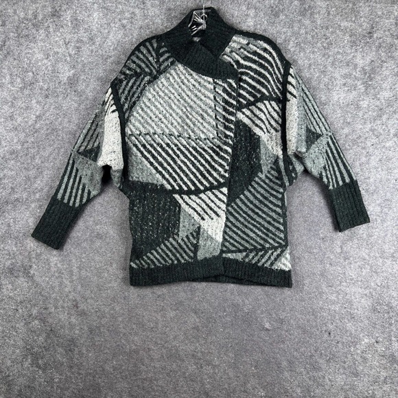 prAna Sweater Womens XS Gray Green Striped Wrap Cardigan Wool Blend CELANDINE - Picture 2 of 15